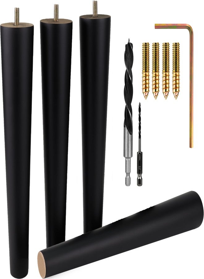 Airy Abode Premium Black Wood Furniture Legs (Full Install Kit) - Pick Your Size and Color - Image 1